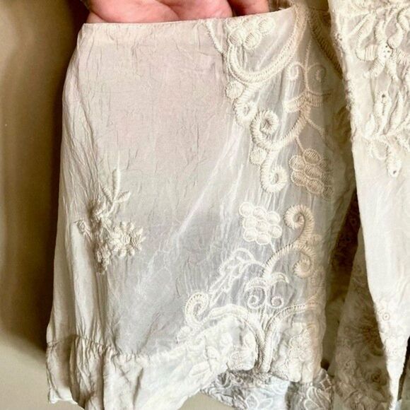 Johnny Was Motley Intricate Tonal Embroidered Kimono Jacket Cream Size M - L - Picture 9 of 16